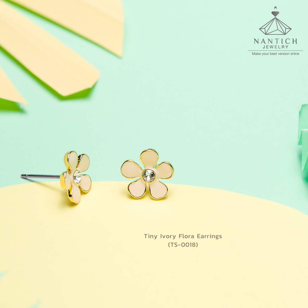 Tiny Ivory Flora Earrings (TS-0018)
