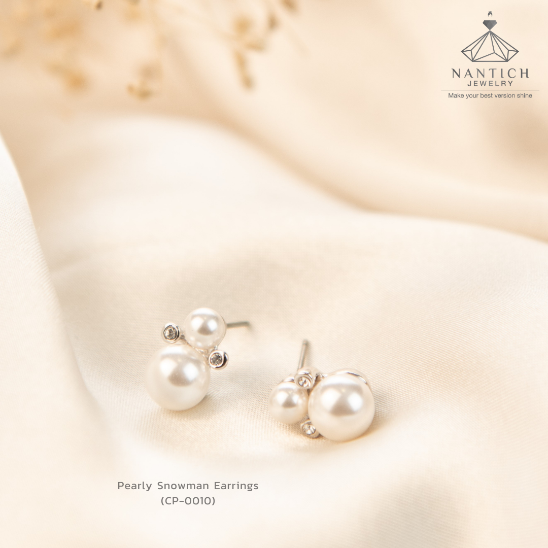 Pearly Snowman Earrings (CP-0010)