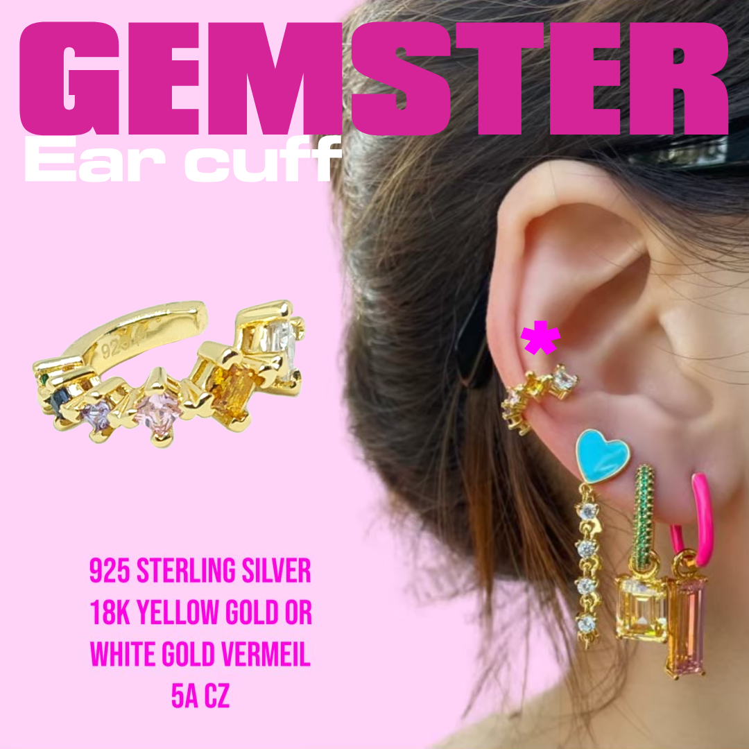 [พร้อมส่ง-Sample sale] Multi Color Ear cuff (Yellow gold setting)