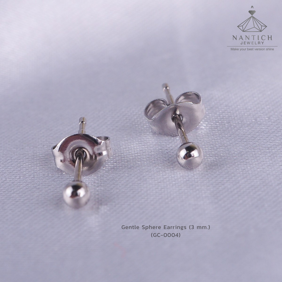 Gentle Sphere Earrings (3 mm.) (GC-0004)