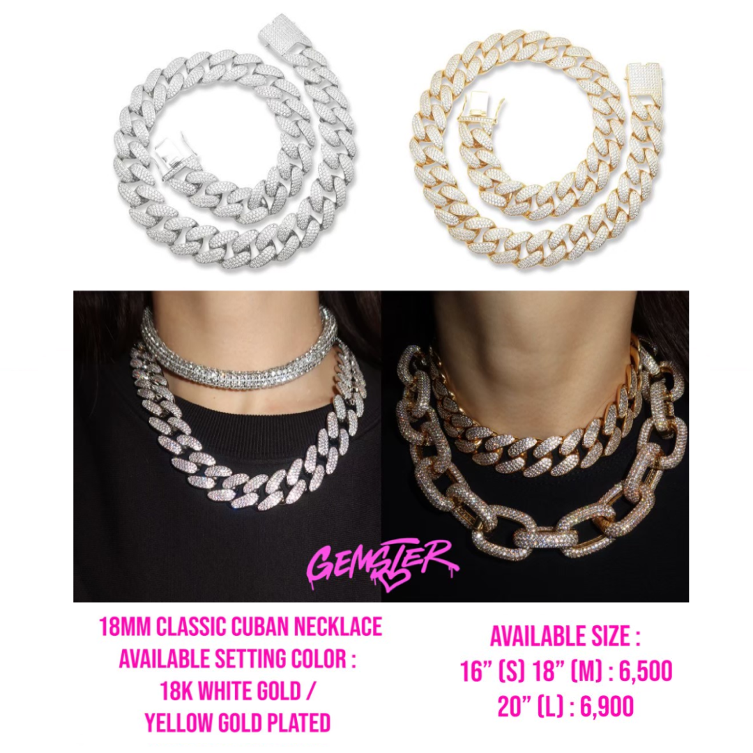 [พร้อมส่ง] 18mm Classic Cuban Necklace (2 Setting)