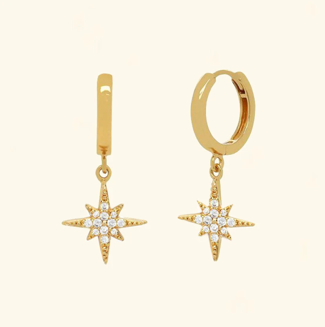 ต่างหูห่วง ดาวกระจาย (Starburst Huggie Hoops Earrings)
