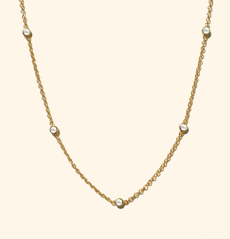 สร้อยโชคเกอร์คริสตัลจุดล้อมเส้น (All clear crystal choker)