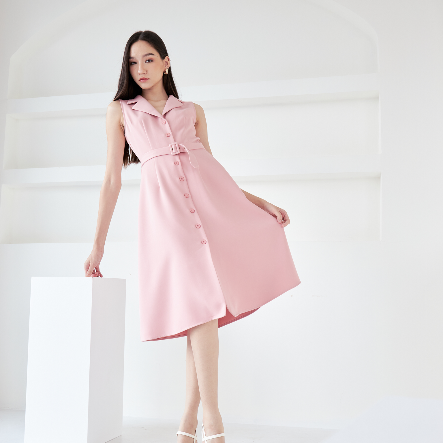 Elly Midi Dress - Strawberry Cream 