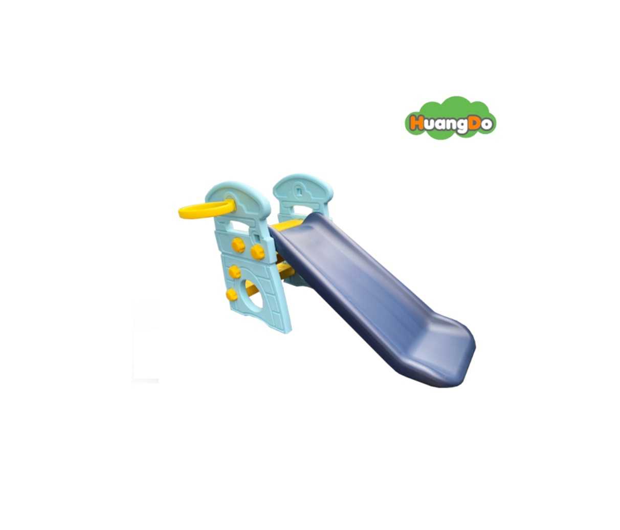 สไลเดอร์ปราสาทจิ๋ว (สีฟ้า)  Huangdo -- สไลด์ปรับได้ ฟรี! แป้นบาส พร้อมลูกบาส