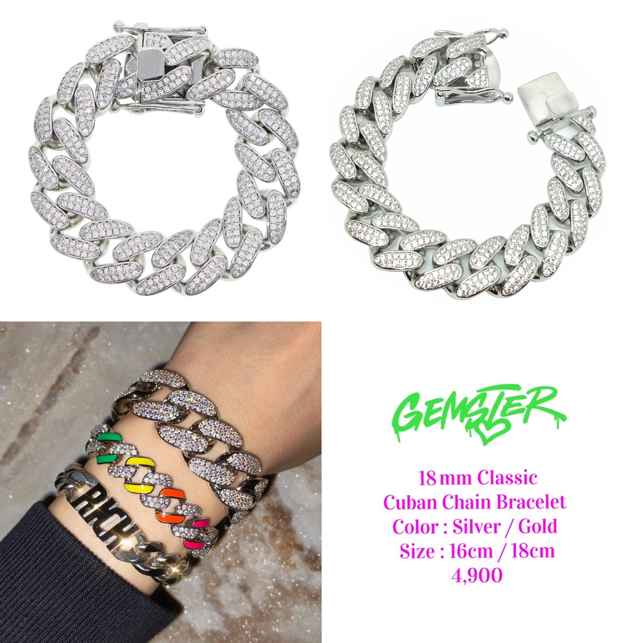 [พร้อมส่ง] 18mm Classic Cuban Chain Bracelet