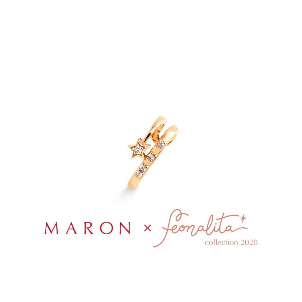 MARON - Feo Stars Orbit Earcuff ชุบสี Beige Gold ต่างหูหนีบ พลอยเพทายสีขาว เงินแท้925