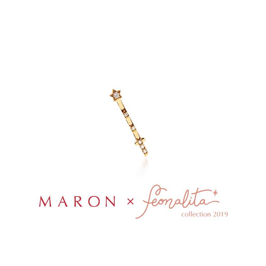 MARON - Feo Stars Line Ear cuff ชุบสี Beige Gold ต่างหูหนีบ พลอยเพทายสีขาว เงินแท้925