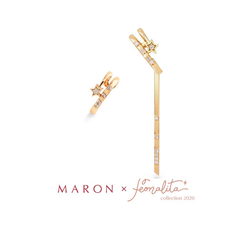 MARON - Feo Stars (2020) Set8 ต่างหูหนีบ พลอยเพทายสีขาว เงินแท้925