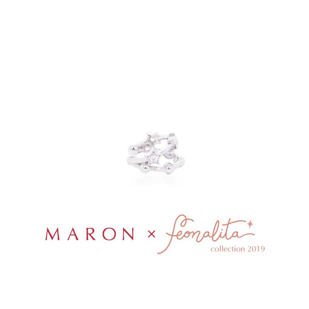 MARON - Feo Stars Hoop Earcuff  ชุบสี White Gold ต่างหูห่วง พลอยเพทายสีขาว เงินแท้925