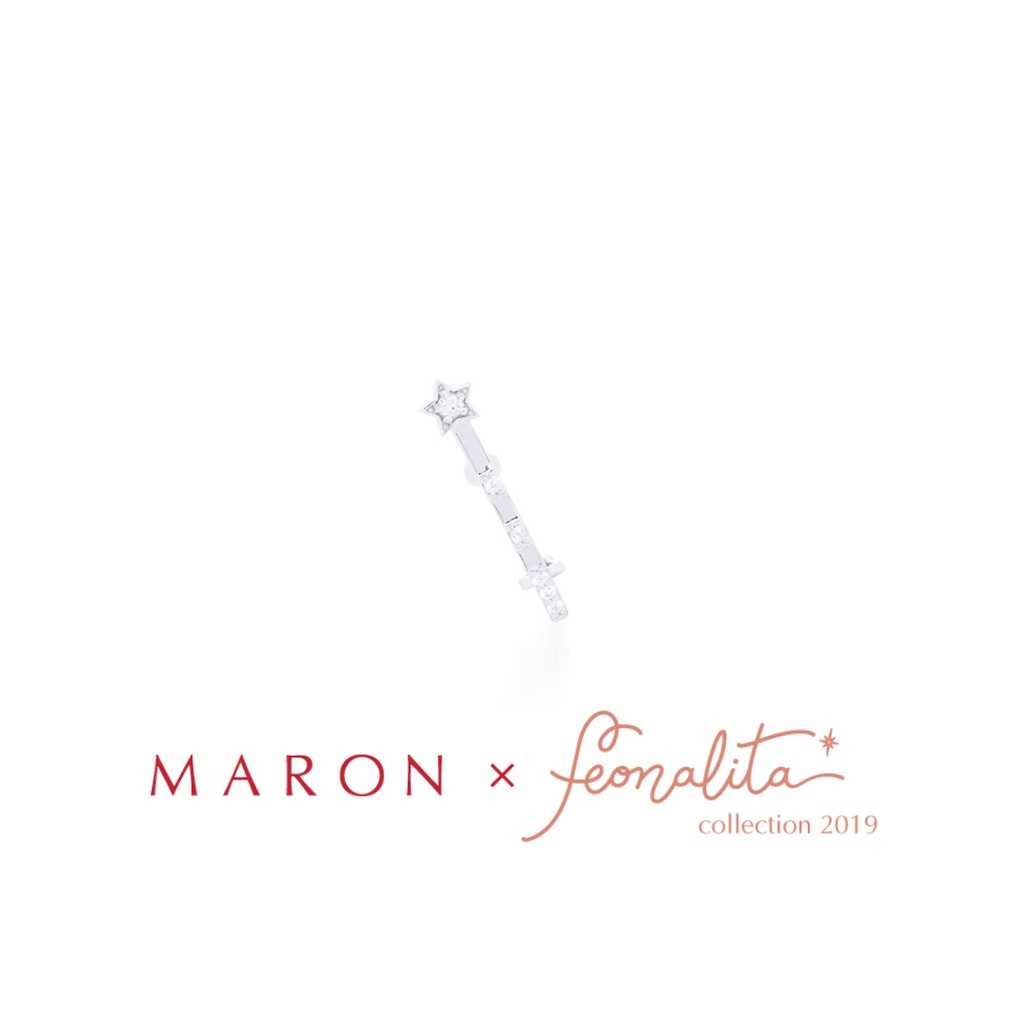 MARON - Feo Stars Line Ear cuff ชุบสี White Gold ต่างหูหนีบ พลอยเพทายสีขาว เงินแท้925