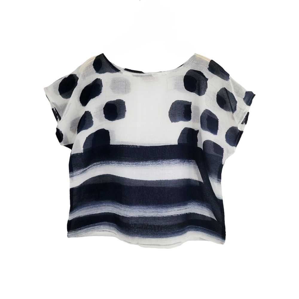(Pre-order)Abstract Cotton Voie Kimono Blouse For Summer Beach Vacation