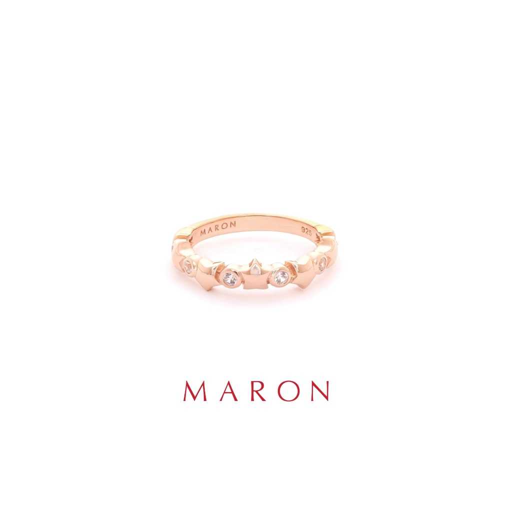 MARON - Mythical Stars Band Ring with White Zircon ชุบ Rose Gold พลอยเพทายสีขาว เงินแท้925
