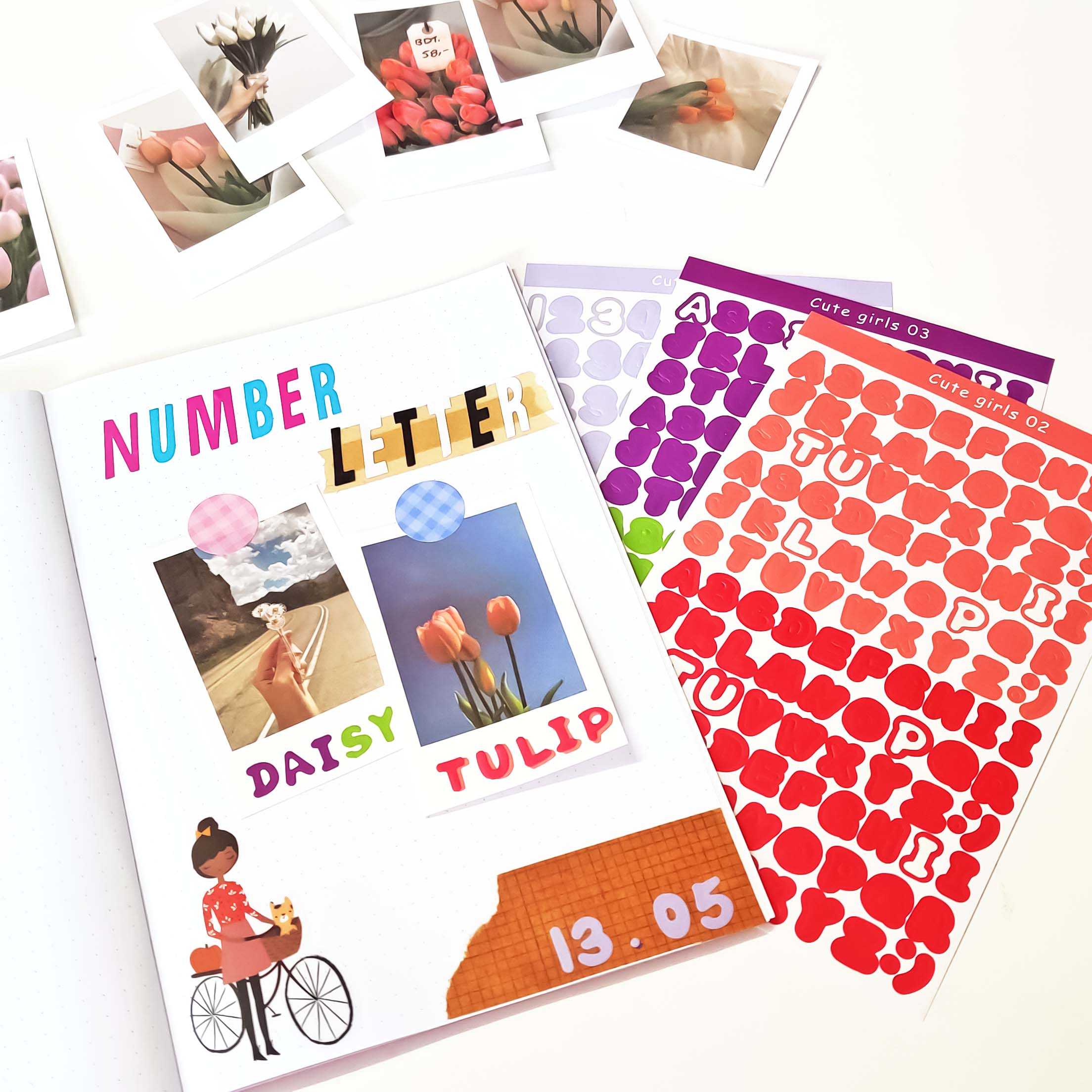 สติกเกอร์ Number & Letter Duet 💕 2 แผ่น ตัวอักษร ตัวเลข Font Alphabet DIY Stickers mimisplan