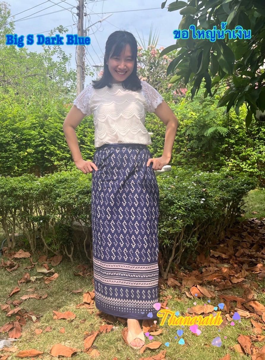 ผ้าถุง มัดเอว ลายขอ ฝ้ายพิมพ์ลาย