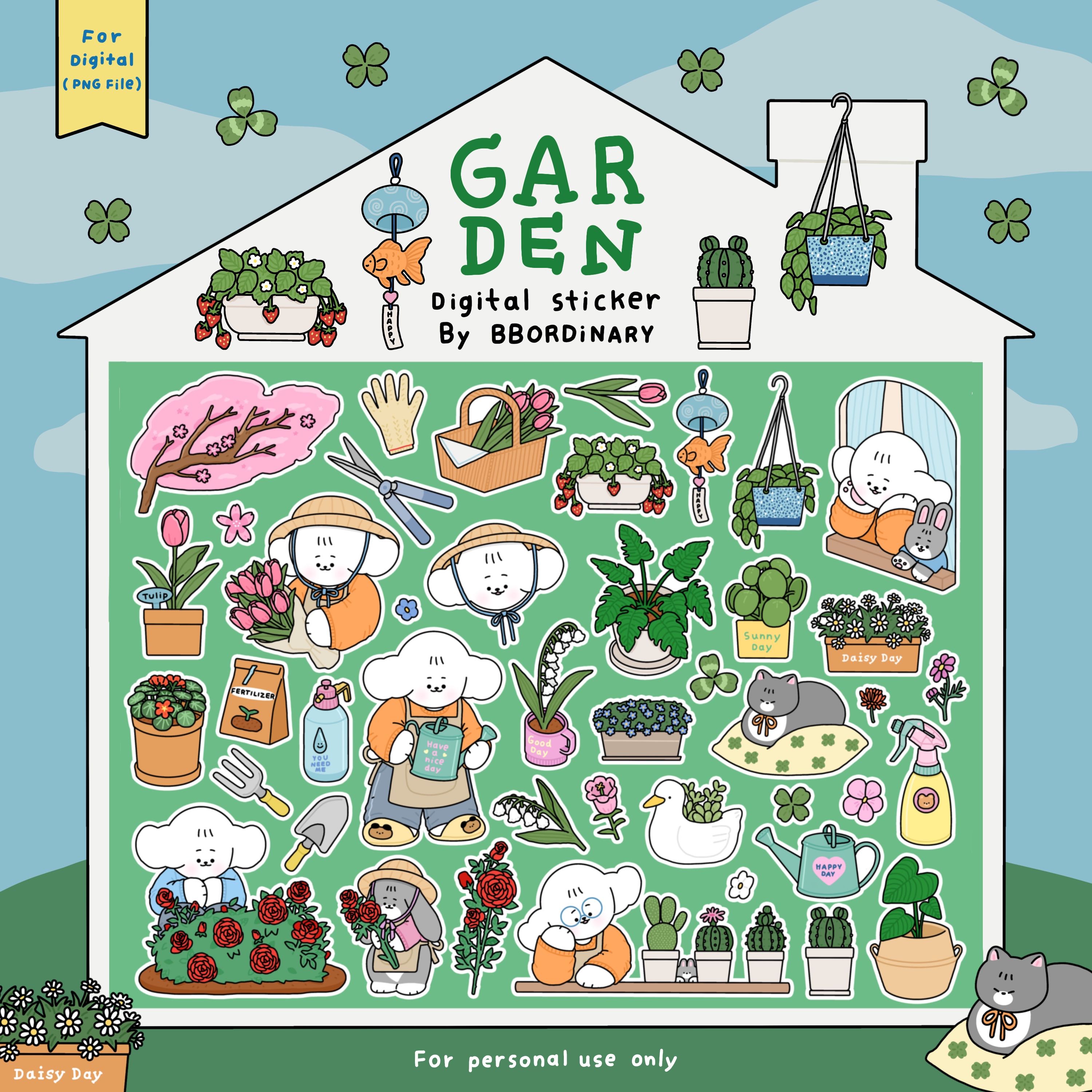 Garden 🍀 digital sticker 🌷🐶✨