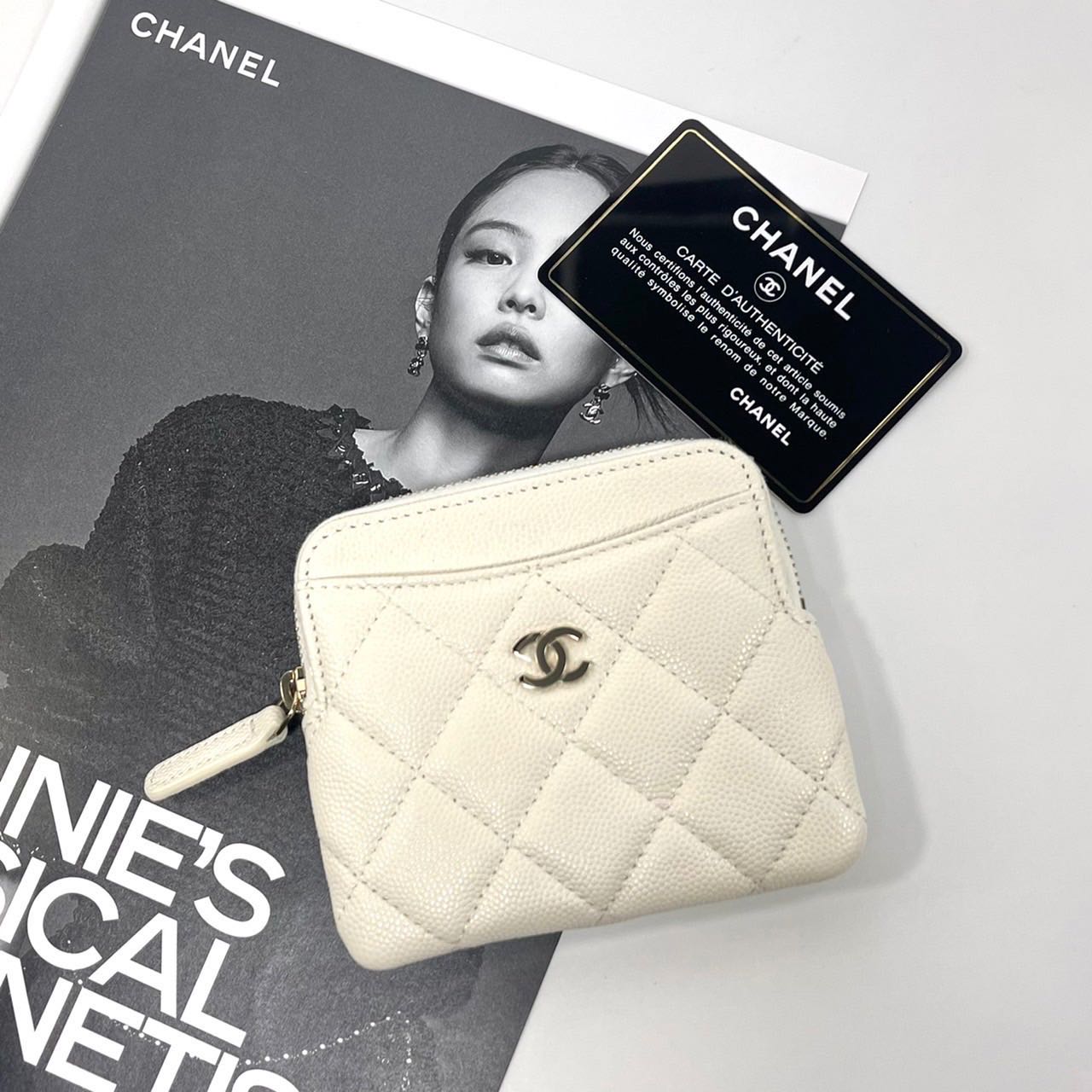 New Chanel coin purse cv light gold Hw holo 318