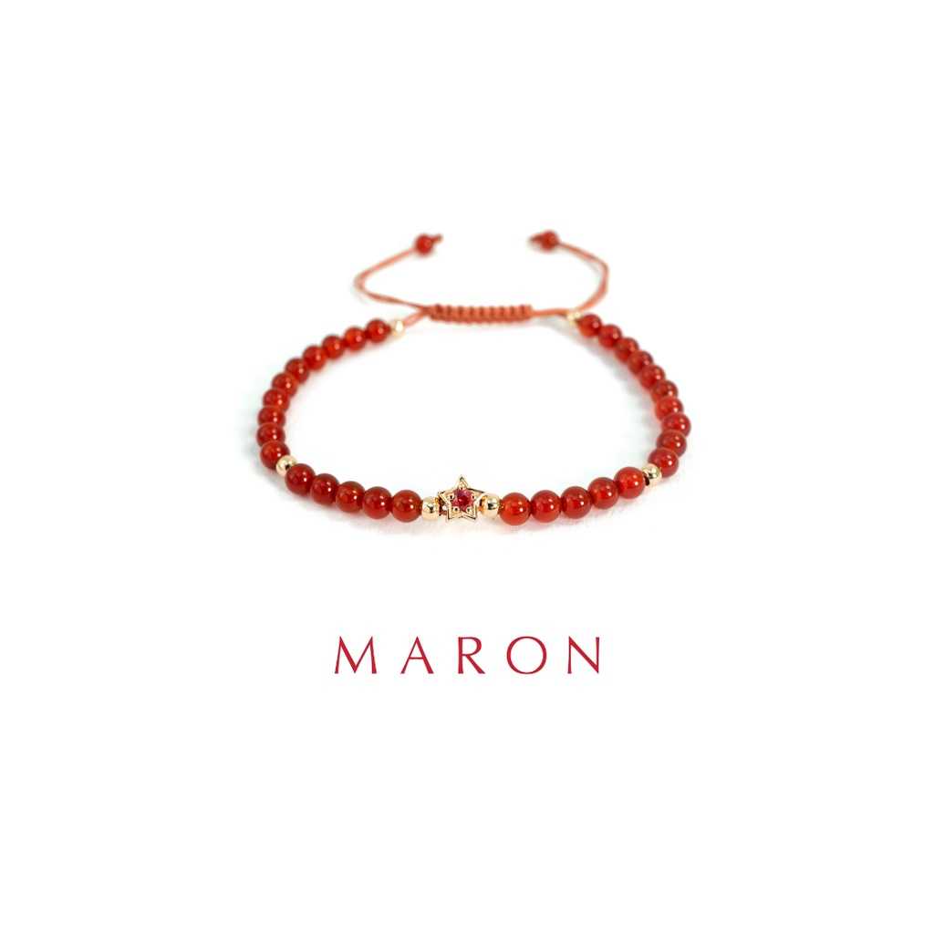 MARON -  My Lucky Stars Bracelet with Carnelian (Orange Sapphire) (เชือกถัก) สร้อยข้อมือหินมงคล