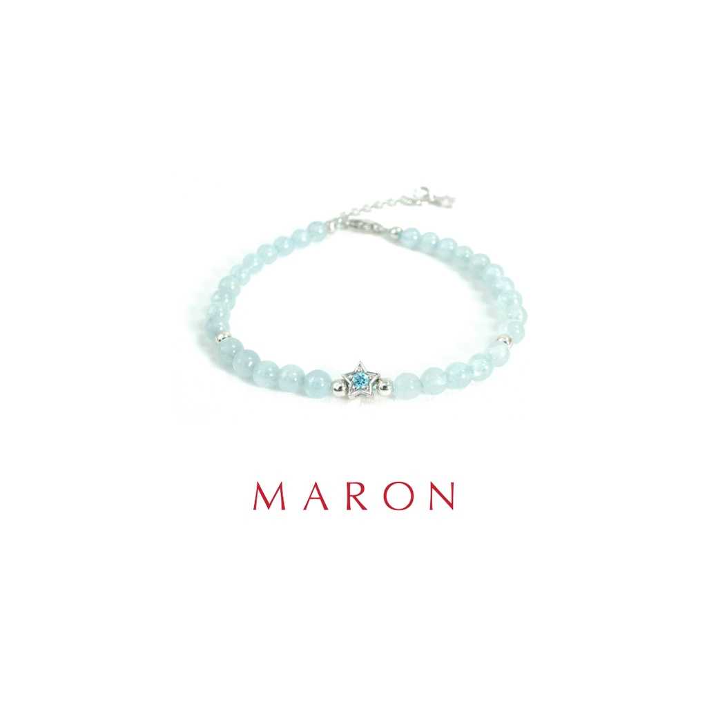 MARON - My Lucky Stars Chain Bracelet with Aquamarine (Swiss Blue Topaz)(โซ่เงิน) สร้อยข้อมือหินมงคล