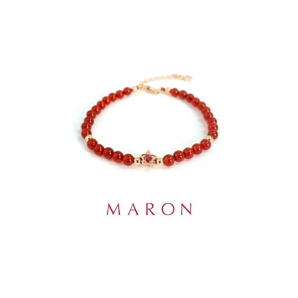 MARON - My Lucky Stars Chain Bracelet with Carnelian (Orange Sapphire) (โซ่เงิน) สร้อยข้อมือหินมงคล