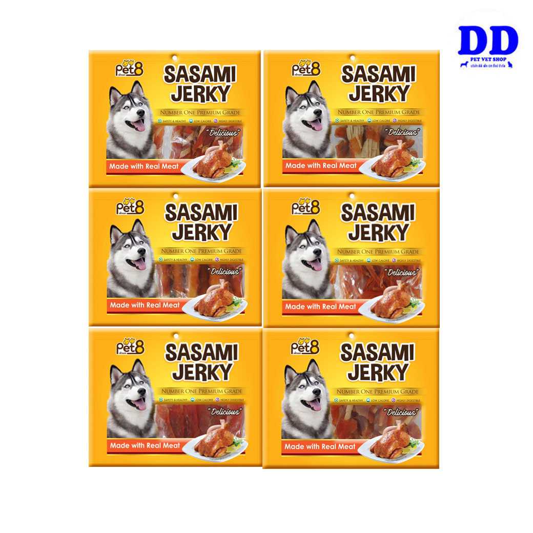PET8 SASAMI JERKY ขนมสุนัข ขนมกินเล่น ขัดฟัน เนื้อไก่เน้นๆ