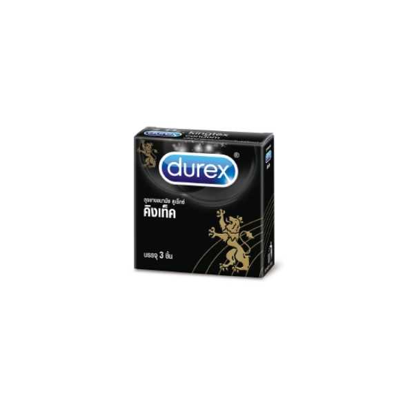 Durex Kingtex ดูเร็กซ์ คิงเท็ค ขนาด 49 มม บรรจุ 3 ชิ้น 1 กล่อง ถุงยางอนามัย ผิวเรียบ condom (0377)