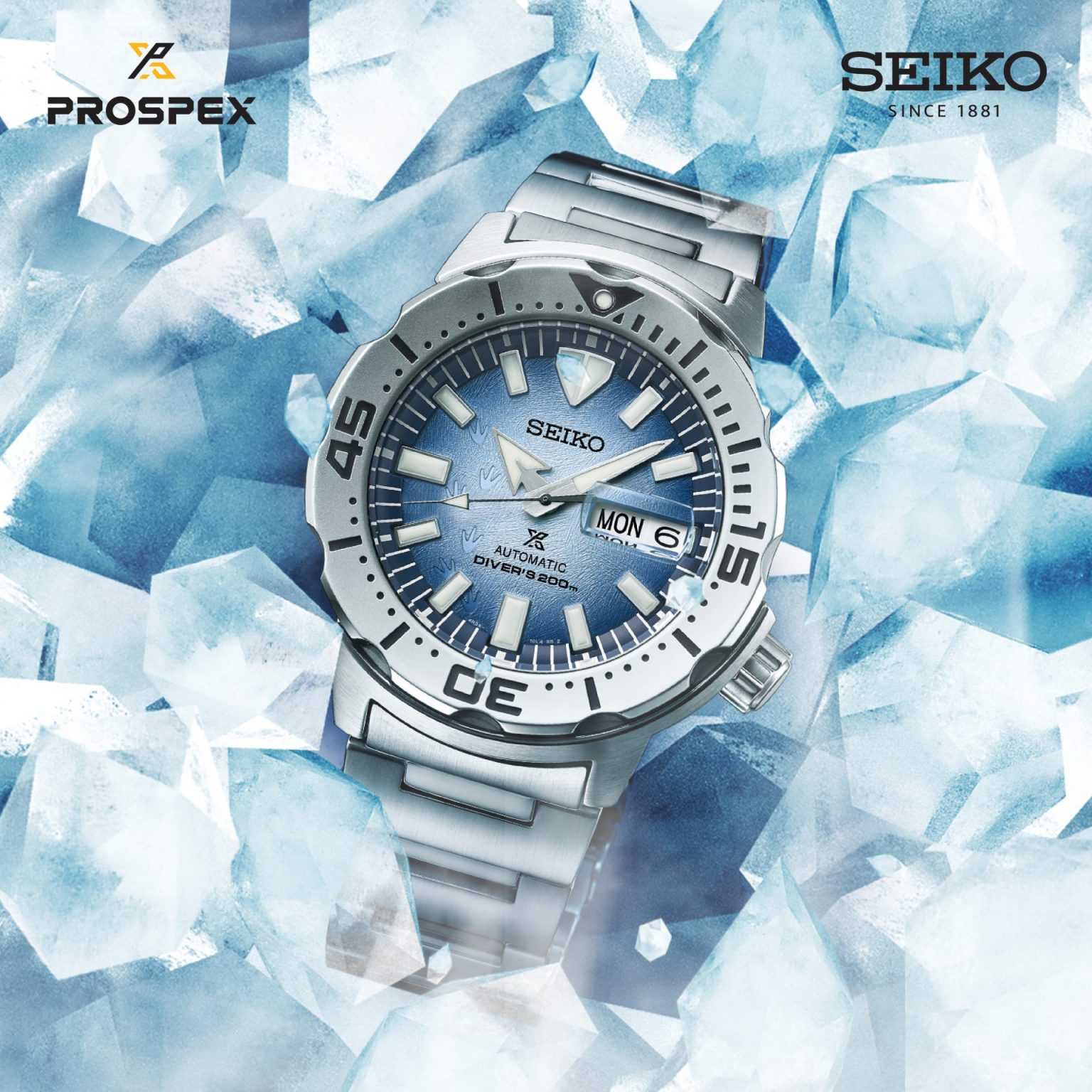 นาฬิกาข้อมือผู้ชาย SEIKO Prospex Antractica Monster Save the Ocean Automatic Men's Watch SRPG57K1