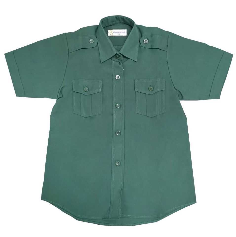 เสื้อเนตรนารีผ้าเทโร สีเขียว #50