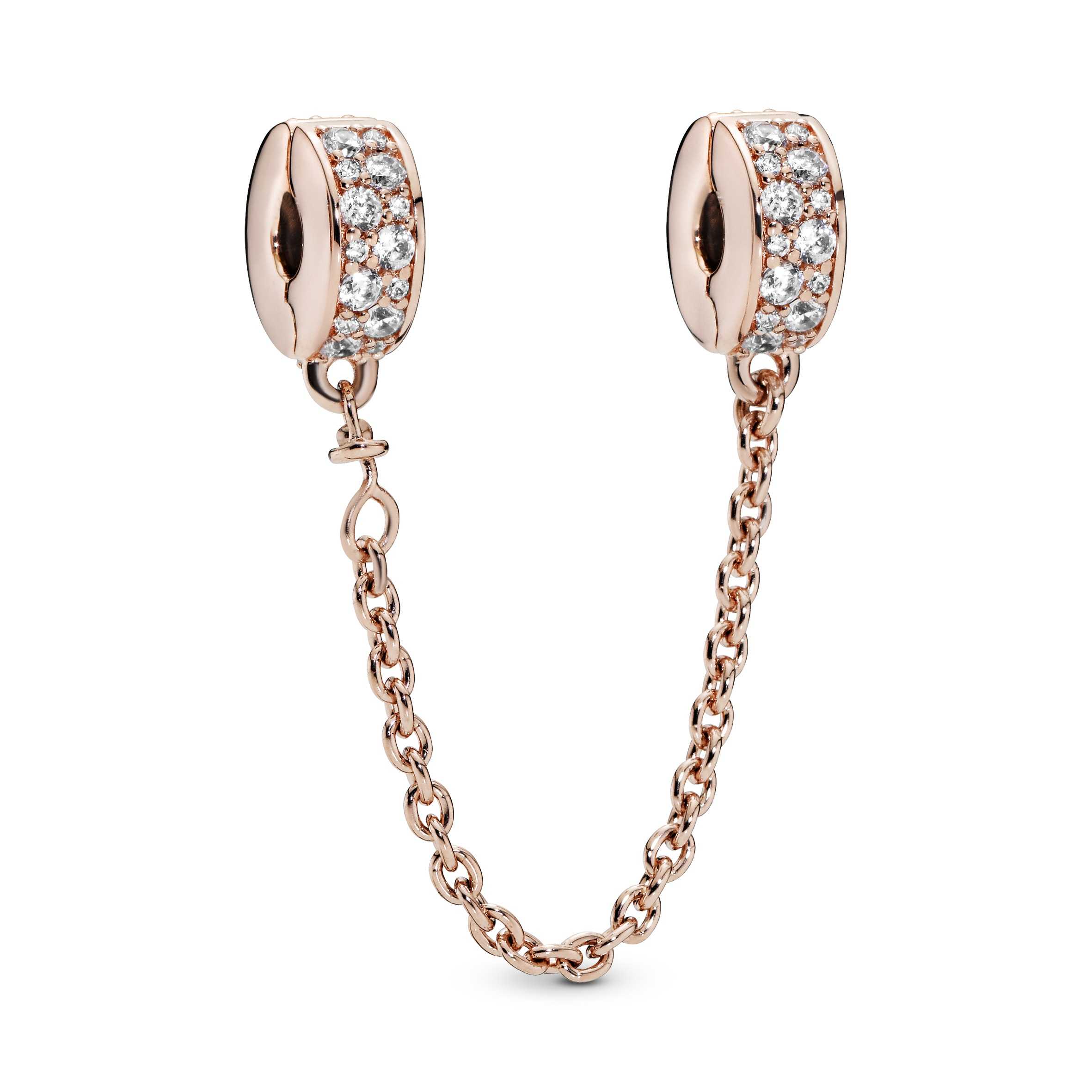 Clear Pavé Safety Chain Rose Clip Charm