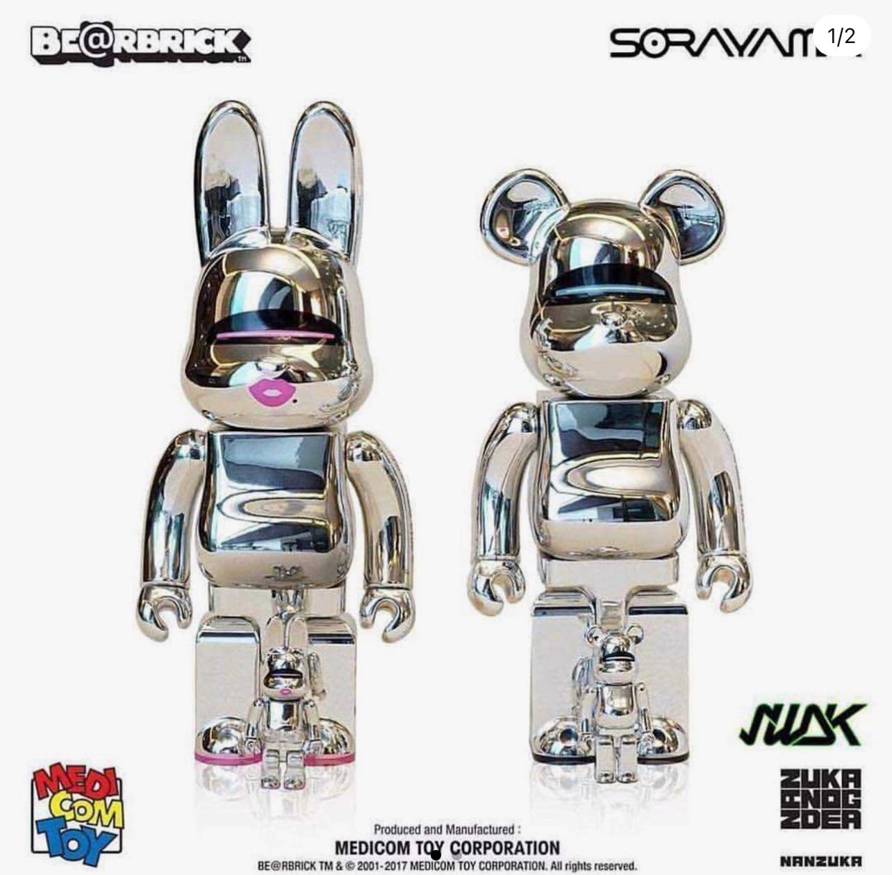 bearbrick & Rabbrick Sorayama 100%+400% พร้อมลายเซ็น