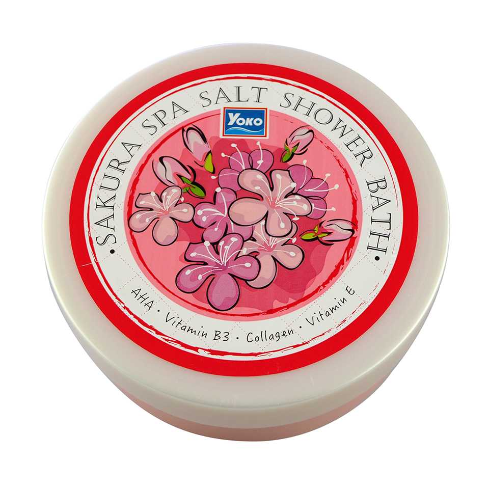 Yoko โยโกะ เกลือสปาขัดผิว-ซากุระ ผสมครีมอาบน้ำ 250g.