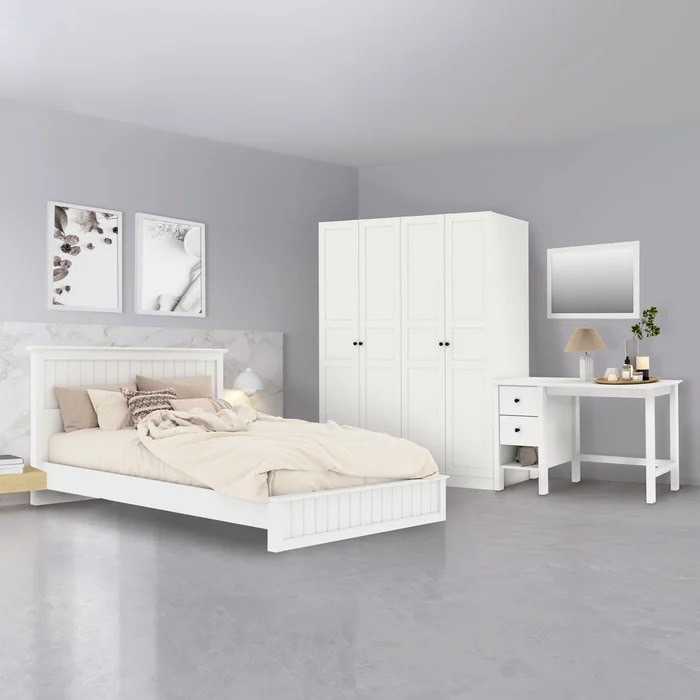 ชุดห้องนอน ขนาด 6 ฟุต รุ่น Moneta & ตู้บานเเปิด 160 ซม. สีขาว