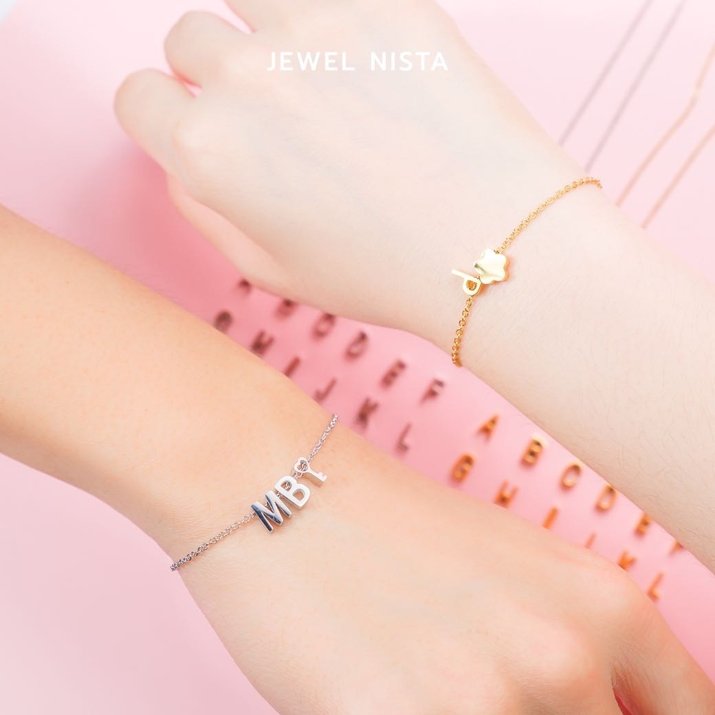 shiny alphabet bracelet สร้อยข้อมือจี้ตัวอักษรสแตนเลส L-Z และสัญลักษณ์