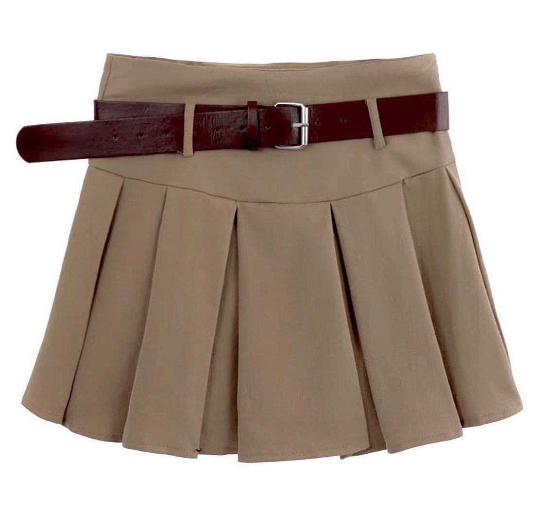 (sold out) Brown pleated mini skirt (J&T)