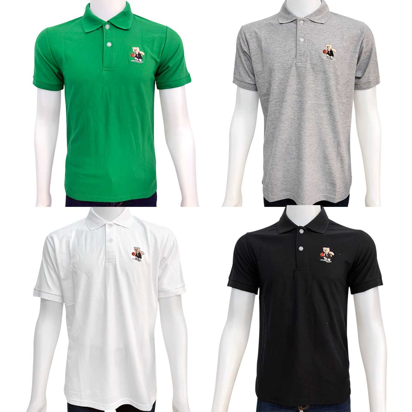 [ของแท้100% ส่งตรงจากช้อป] MIAMI CLUB เสื้อโปโล COTTON100% คอปกปักลายหมีเล่นบาส  รหัสPL001