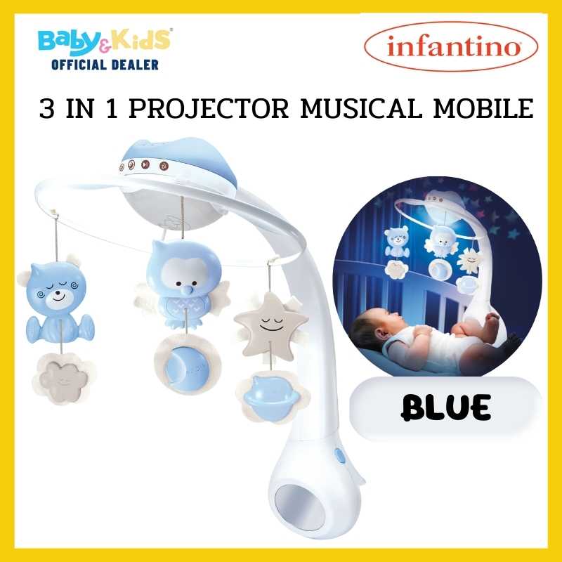 Infantino  โปรเจคเตอร์พร้อมโมบายเสียงดนตรี 3 IN 1 PROJECTOR MUSICAL MOBILE สีฟ้า