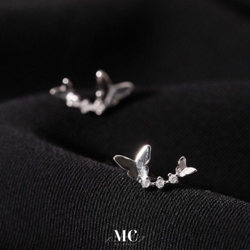 ต่างหูเงินเเท้ 92.5% รุ่น Butterfly  | ✅ไม่ลอก ไม่แพ้ ✨แถมฟรีกล่องจิวเวลรี่แบรนด์และผ้าเช็ด✨