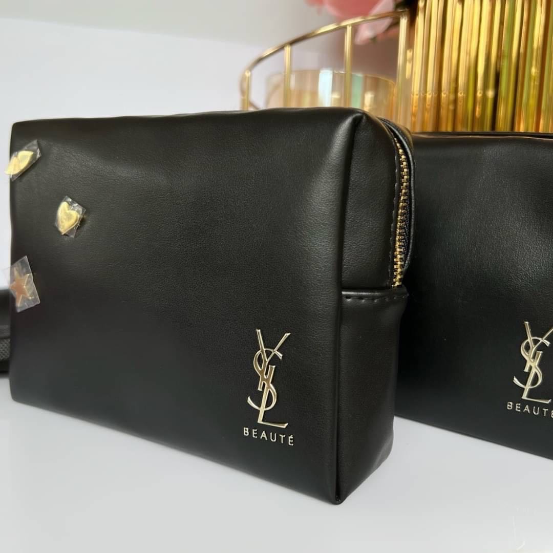 YSL Beaute Black Makeup Bag Pouch ปักดาว+หัวใจ