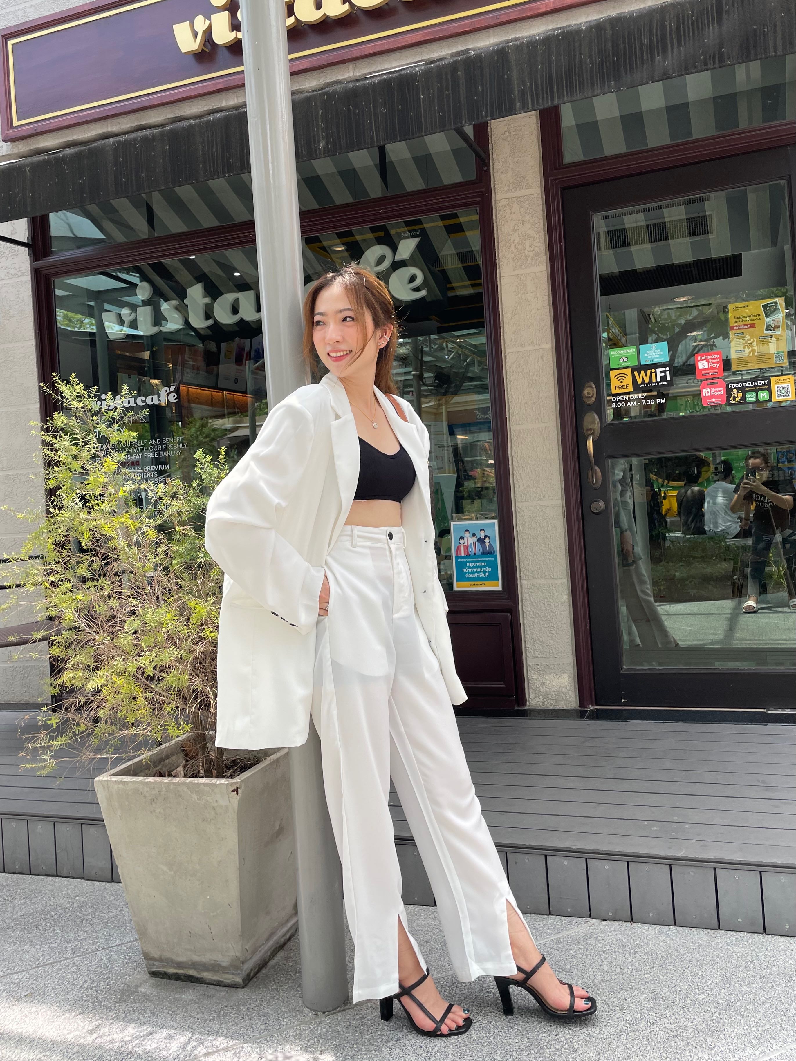 Blossom Blazer Set - white color
