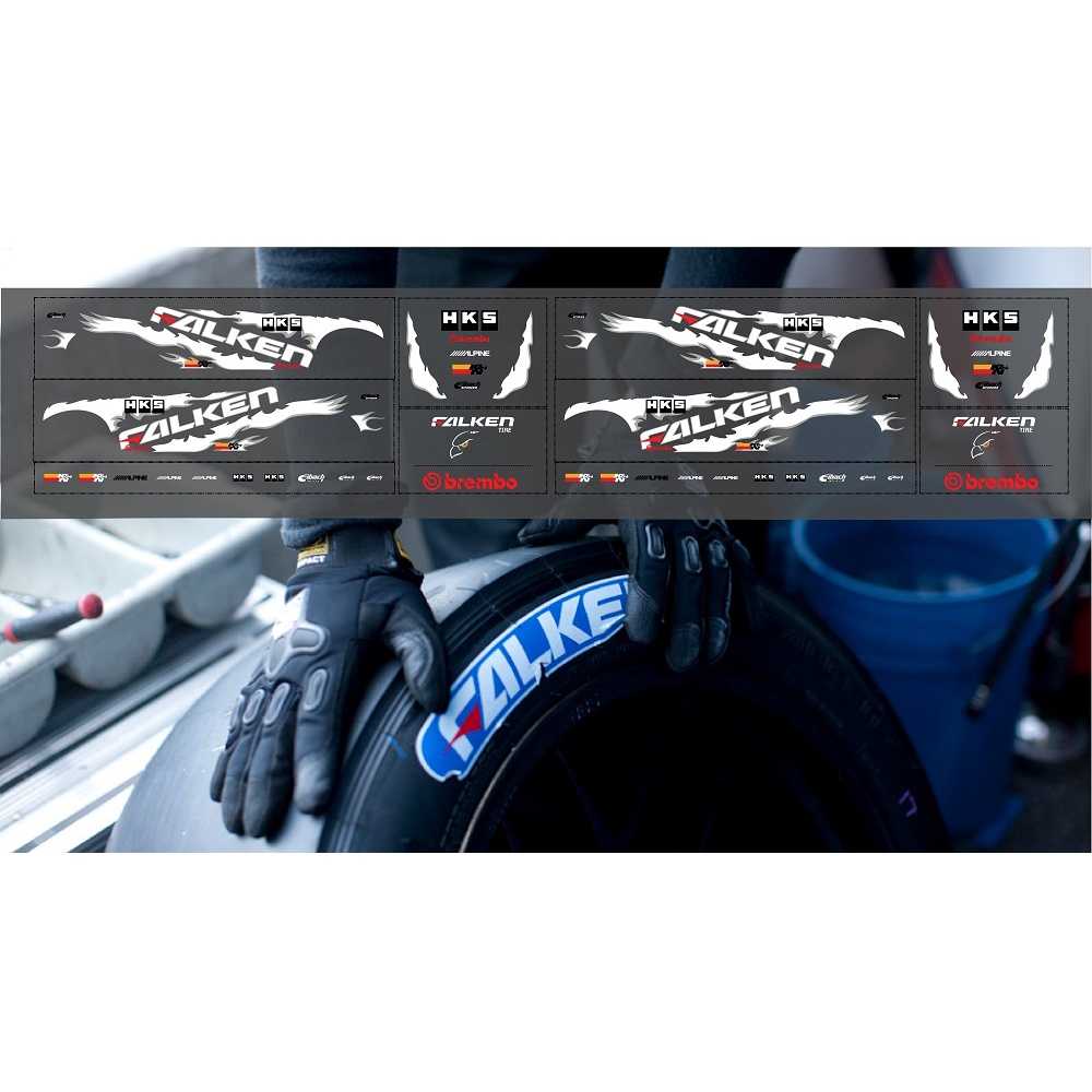 ดีคอล Falken หมึกรองขาว ติดรถ 1:64 Decal  water slide