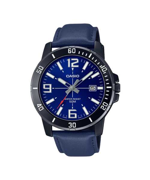 CASIO นาฬิกาคาสิโอ พร้อมส่ง นาฬิกาข้อมือ นาฬิกาของแท้ ประกันศูนย์ CMG 1 ปี รุ่น MTP-VD01BL-2B