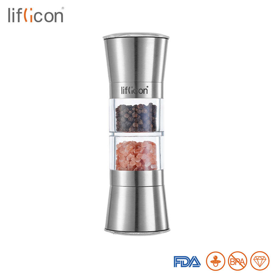 Liflicon Dual Pepper & Salt Mill: 2in1 ขวดบดพริกไทยและเกลือ