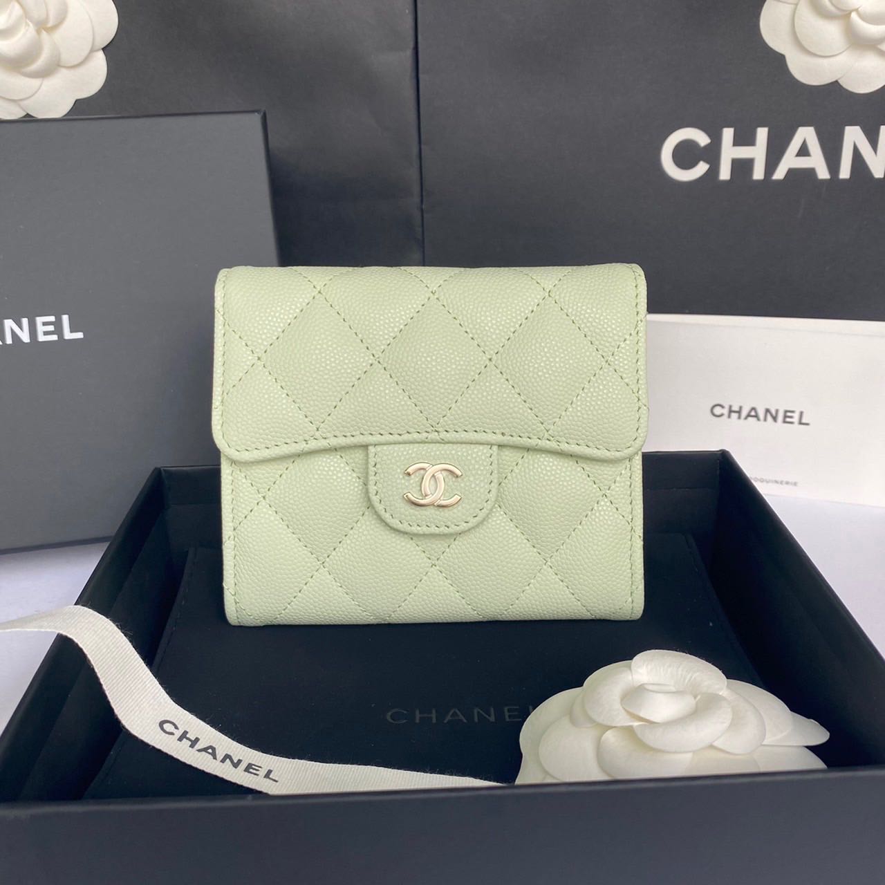 New Chanel trifold short wallet 