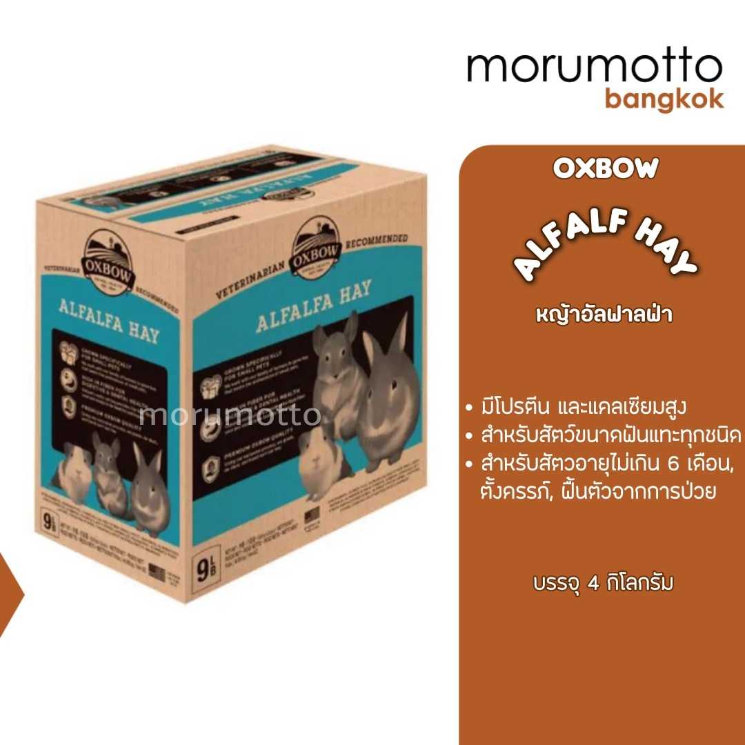 OXBOW Alfalfa Hays หญ้าอัลฟาฟ่า สำหรับกระต่าย แกสบี้ ชินชิล่า อายุไม่เกิน6เดือน (9lb/4kg)