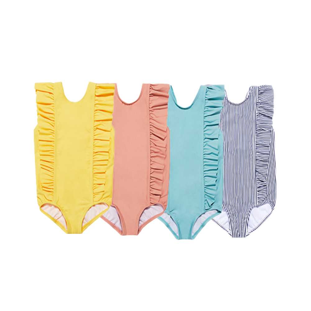 Kidsumplay Girls Frill Swimsuit ชุดว่ายน้ำวันพีชกัน UV เด็กผู้หญิง