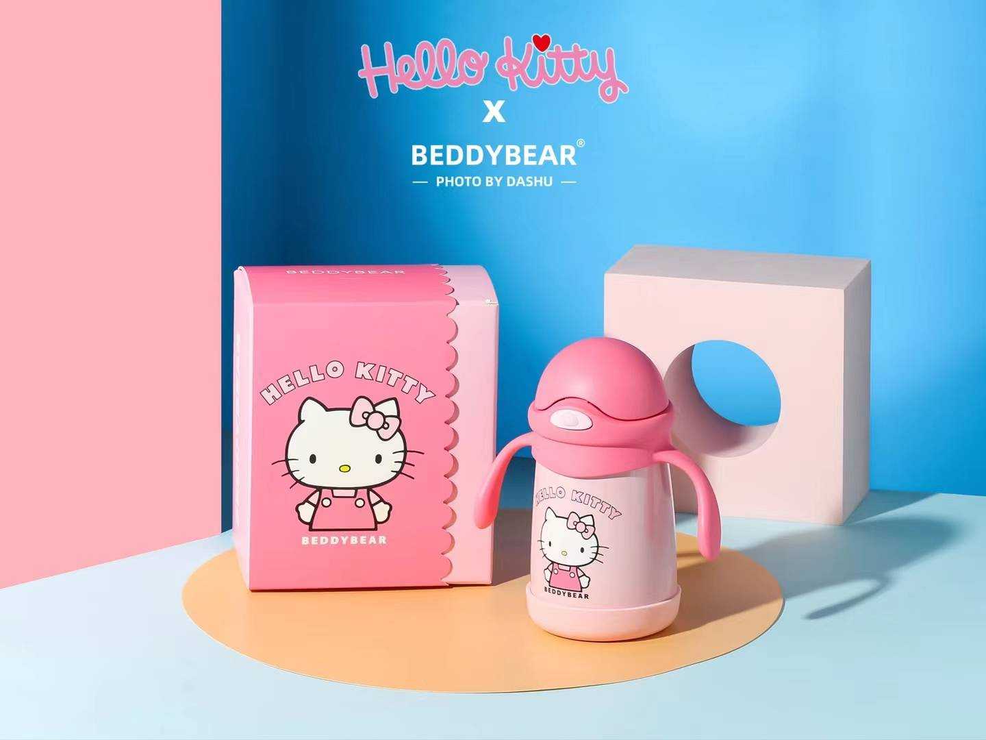 BeddyBearXKitty กระติกน้ำสูญญากาศสแตนเลส เก็บอุณหภูมิ พร้อมหูจับและสายสะพาย BB003MTS-002KT 350 ml.