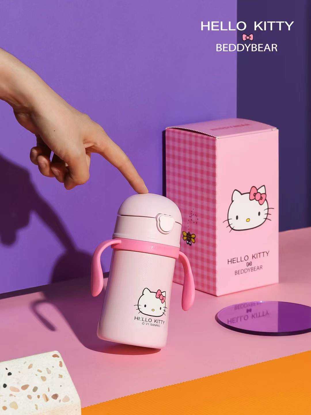 BeddyBearXKitty กระติกน้ำสูญญากาศสแตนเลส เก็บอุณหภูมิ ข้อต่อ แบบหูจับ&แบบสายสะพาย BB003MS-002KT