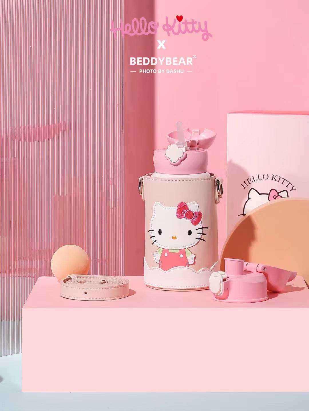 BeddyBearXKitty กระติกน้ำสูญญากาศ เก็บอุณหภูมิ พร้อมกระเป๋าหนังนิ่ม BB001LM-002LKT 630 ml.