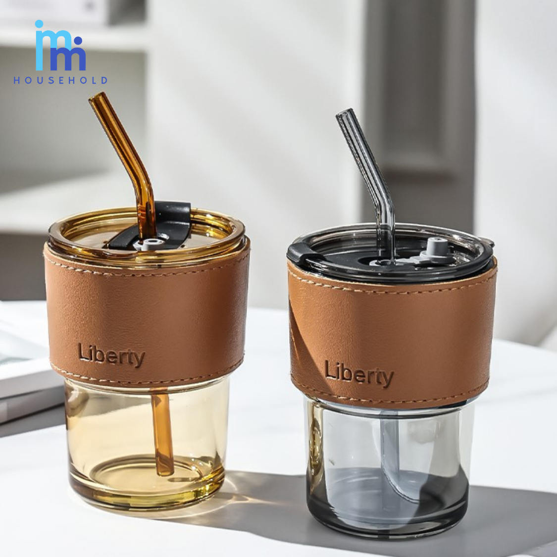 MM แก้วน้ำ พร้อมฝาปิด หลอด ที่จับกันร้อน ขนาด 450 Ml. ใส่เครื่องดื่มร้อน เย็น
