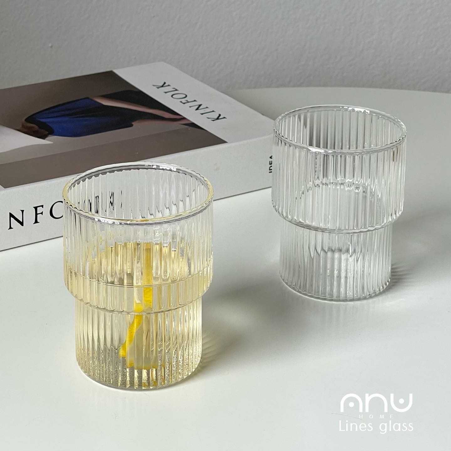 Lines glass 🥛แก้วดื่มนำ้อเนกประสงค์ ลายริ้วถี่
